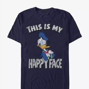 Disney Navy Blue Donald Duck This is My Happy Face Graphic T-Shirt NWOT XLarge